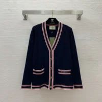 Gucci Women Self Tie Cardigan with Striped Trim 691714XKD264915 (1)