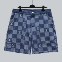 Louis Vuitton LV Men Embroidered Damier Denim Shorts-1AFVO3 (1)