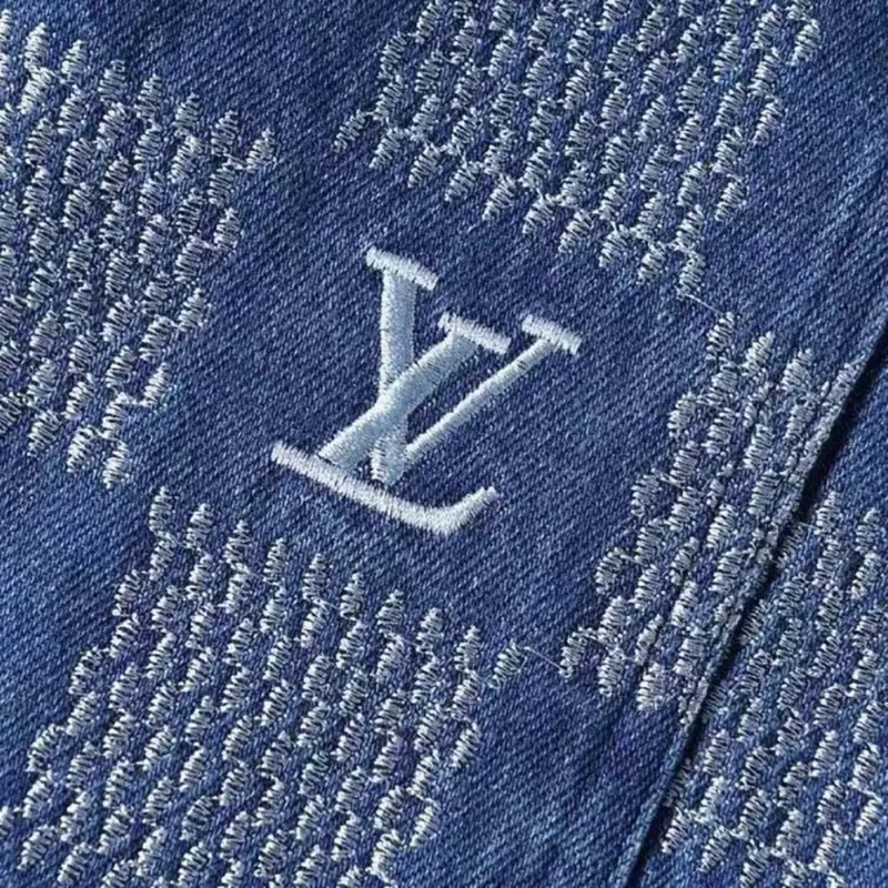 Louis Vuitton LV Men Embroidered Damier Denim Shorts-1AFVO3