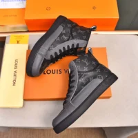 Louis Vuitton LV Men Rivoli Sneaker Boot in Monogram Reverse Canvas-Black (7)