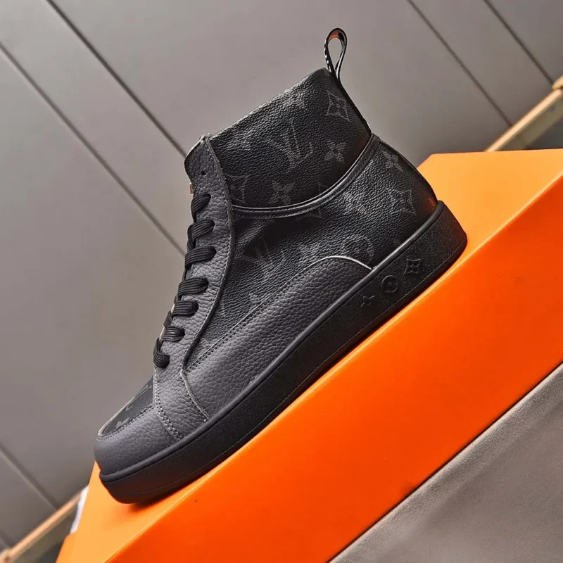 Louis Vuitton LV Men Rivoli Sneaker Boot in Monogram Reverse Canvas-Black