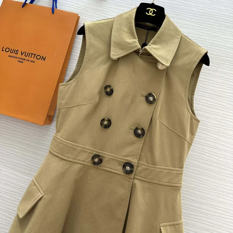 Louis Vuitton LV Women Double-Breasted Gabardine Dress 1AFPGM