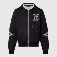 Louis Vuitton Men Graphic Intarsia Zipped Cotton Hoodie 1AFXKW (1)