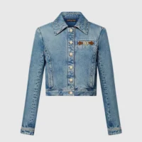 Louis Vuitton Women LV Circle Tab Denim Jacket 1AFYWQ (1)