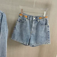 Louis Vuitton Women LV Circle Tab Denim Mini Shorts 1AFYWY (1)