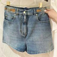 Louis Vuitton Women LV Circle Tab Denim Mini Shorts 1AFYWY (1)