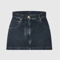 Louis Vuitton Women Nautical LV Patch Denim Mini Skirt 1AFLL2 (1)