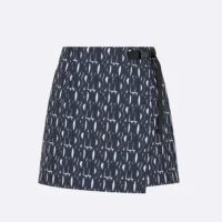 Skort White Technical Taffeta Jacquard with Navy Blue Miss Dior Allover Motif (1)