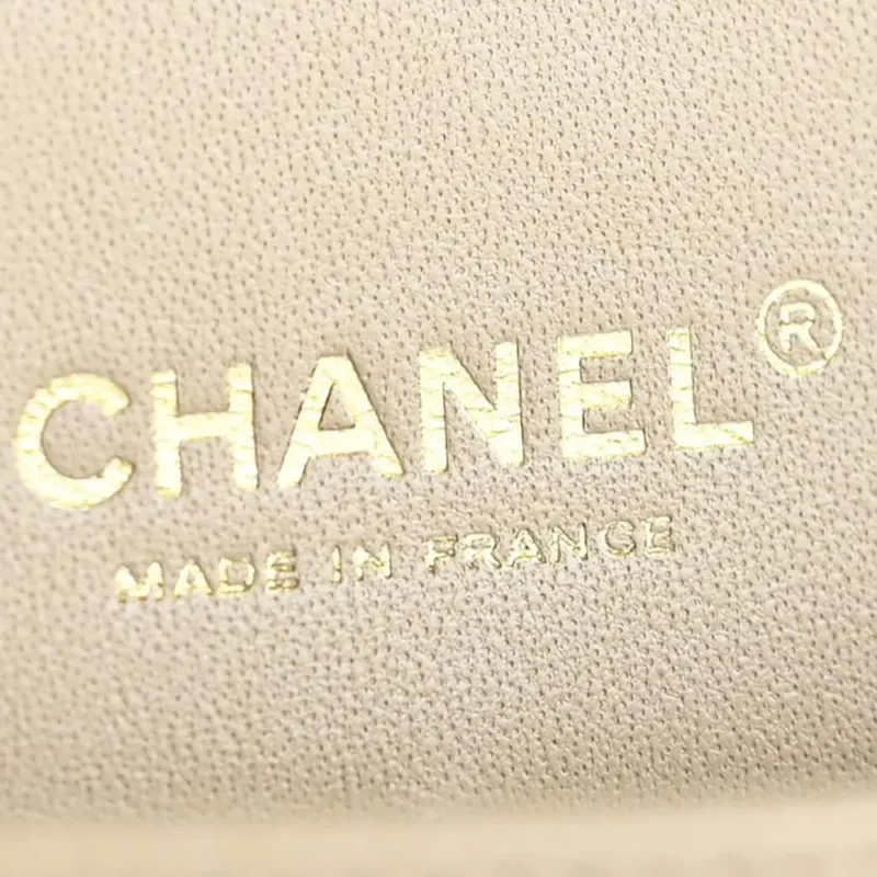 Chanel Women Classic 11.12 Handbag Grained Shiny Calfskin Gold-Tone Metal-Beige