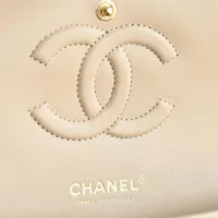 Chanel Women Classic 11.12 Handbag Grained Shiny Calfskin Gold-Tone Metal-Beige (1)