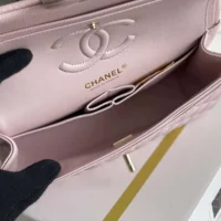 Chanel Women Classic 11.12 Handbag Grained Shiny Calfskin Gold-Tone Metal-Light Pink (1)