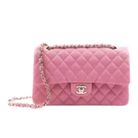 Chanel Women Classic 11.12 Handbag Grained Shiny Calfskin Gold-Tone Metal-Pink (1)