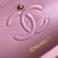 Chanel Women Classic 11.12 Handbag Grained Shiny Calfskin Gold-Tone Metal-Pink (1)