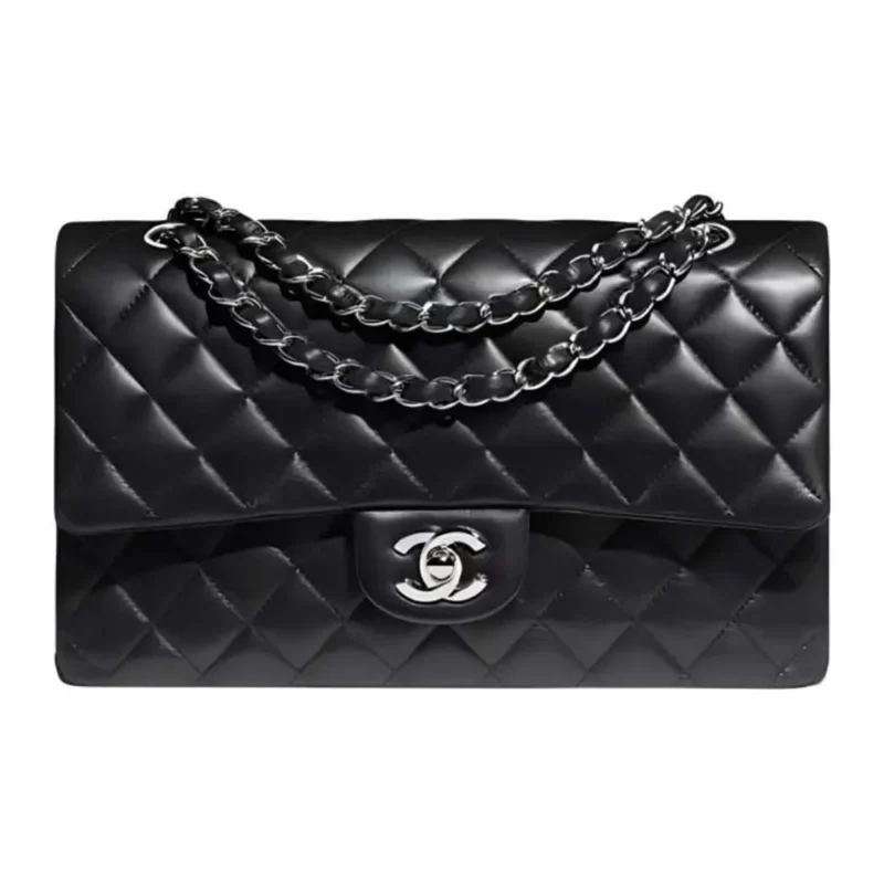 Chanel Women Classic 11.12 Handbag in Lambskin Leather-Black