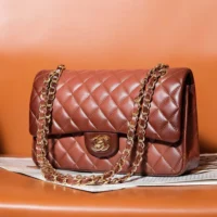 Chanel Women Classic 11.12 Handbag in Lambskin Leather-Brown (1)