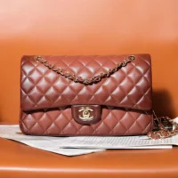 Chanel Women Classic 11.12 Handbag in Lambskin Leather-Brown (1)