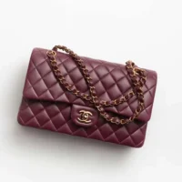 Chanel Women Classic 11.12 Handbag in Lambskin Leather-Burgundy (1)