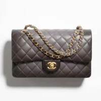 Chanel Women Classic 11.12 Handbag in Lambskin Leather-Grey (1)