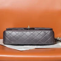 Chanel Women Classic 11.12 Handbag in Lambskin Leather-Grey (1)