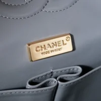 Chanel Women Classic 11.12 Handbag in Lambskin Leather-Grey (1)