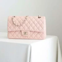 Chanel Women Classic 11.12 Handbag in Lambskin Leather-Light Pink (12)