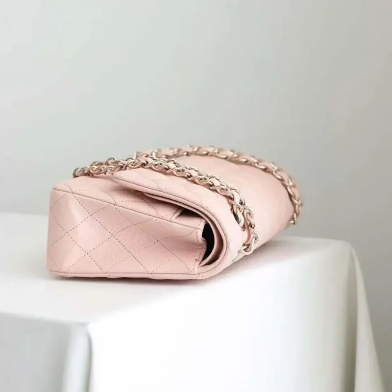 Chanel Women Classic 11.12 Handbag in Lambskin Leather-Light Pink