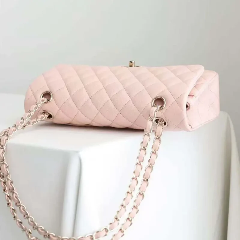 Chanel Women Classic 11.12 Handbag in Lambskin Leather-Light Pink