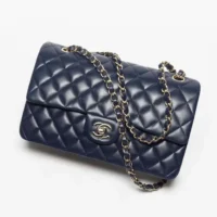 Chanel Women Classic 11.12 Handbag in Lambskin Leather-Navy (10)