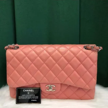 Chanel Women Classic 11.12 Handbag in Lambskin Leather-Orange