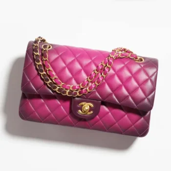 Chanel Women Classic 11.12 Handbag in Lambskin Leather-Purple