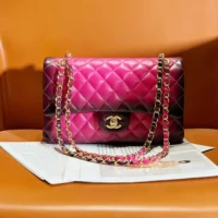 Chanel Women Classic 11.12 Handbag in Lambskin Leather-Rose (1)