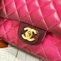 Chanel Women Classic 11.12 Handbag in Lambskin Leather-Rose (1)