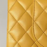 Chanel Women Classic 11.12 Handbag in Lambskin Leather-Yellow (2)