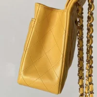 Chanel Women Classic 11.12 Handbag in Lambskin Leather-Yellow (2)