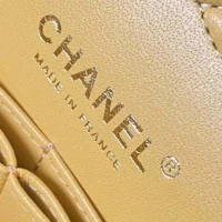 Chanel Women Classic 11.12 Handbag in Lambskin Leather-Yellow (2)