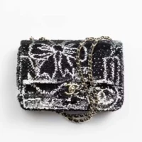 Chanel Women Flap Bag in Sequins & Gold-Tone Metal-Black