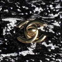 Chanel Women Flap Bag in Sequins & Gold-Tone Metal-Black (10)