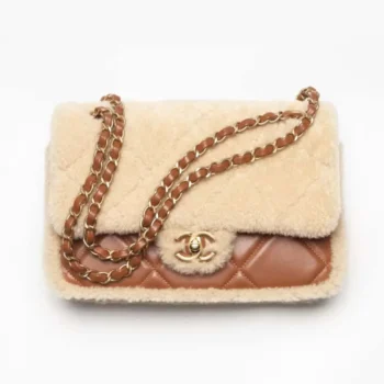 Chanel Women Flap Bag in Shearling Lambskin Leather-Brown