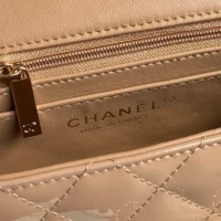 Chanel Women Mini Classic Handbag with Top Handle in Patent Calfskin-Sandy (10)