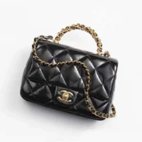 Chanel Women Mini Flap Bag with Top Handle Shiny Lambskin Gold Tone Metal AS5032B1766594305 (1)