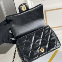 Chanel Women Mini Flap Bag with Top Handle Shiny Lambskin Gold Tone Metal AS5032B1766594305 (1)