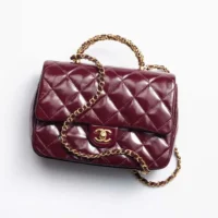 Chanel Women Mini Flap Bag with Top Handle Shiny Lambskin Gold Tone Metal AS5043B17665NZG79 (1)