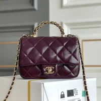 Chanel Women Mini Flap Bag with Top Handle Shiny Lambskin Gold Tone Metal AS5043B17665NZG79 (1)