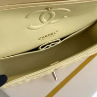 Chanel Women Small Classic Handbag Grained Shiny Calfskin Gold-Tone Metal-Yellow (1)