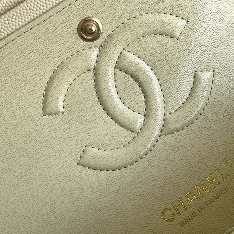 Chanel Women Small Classic Handbag Grained Shiny Calfskin Gold-Tone Metal-Yellow