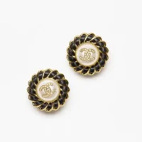 Chanel Women Stud Earrings Metal Lambskin Strass (1)