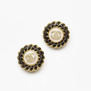 Chanel Women Stud Earrings Metal Lambskin Strass