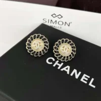 Chanel Women Stud Earrings Metal Lambskin Strass (1)