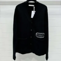 Dior Men Christian Dior Couture Cardigan Black Cashmere Jersey (1)