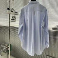 Dior Men Christian Dior Couture Embroidery Shirt Light Blue Striped Cotton Poplin (1)